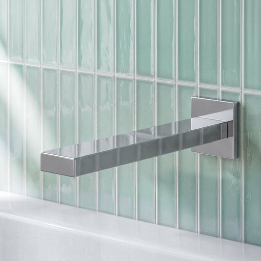 [BTRP300] Contemporary Bathroom Square Wall Mount Bath Spout, 50mm, Chrome - Silo