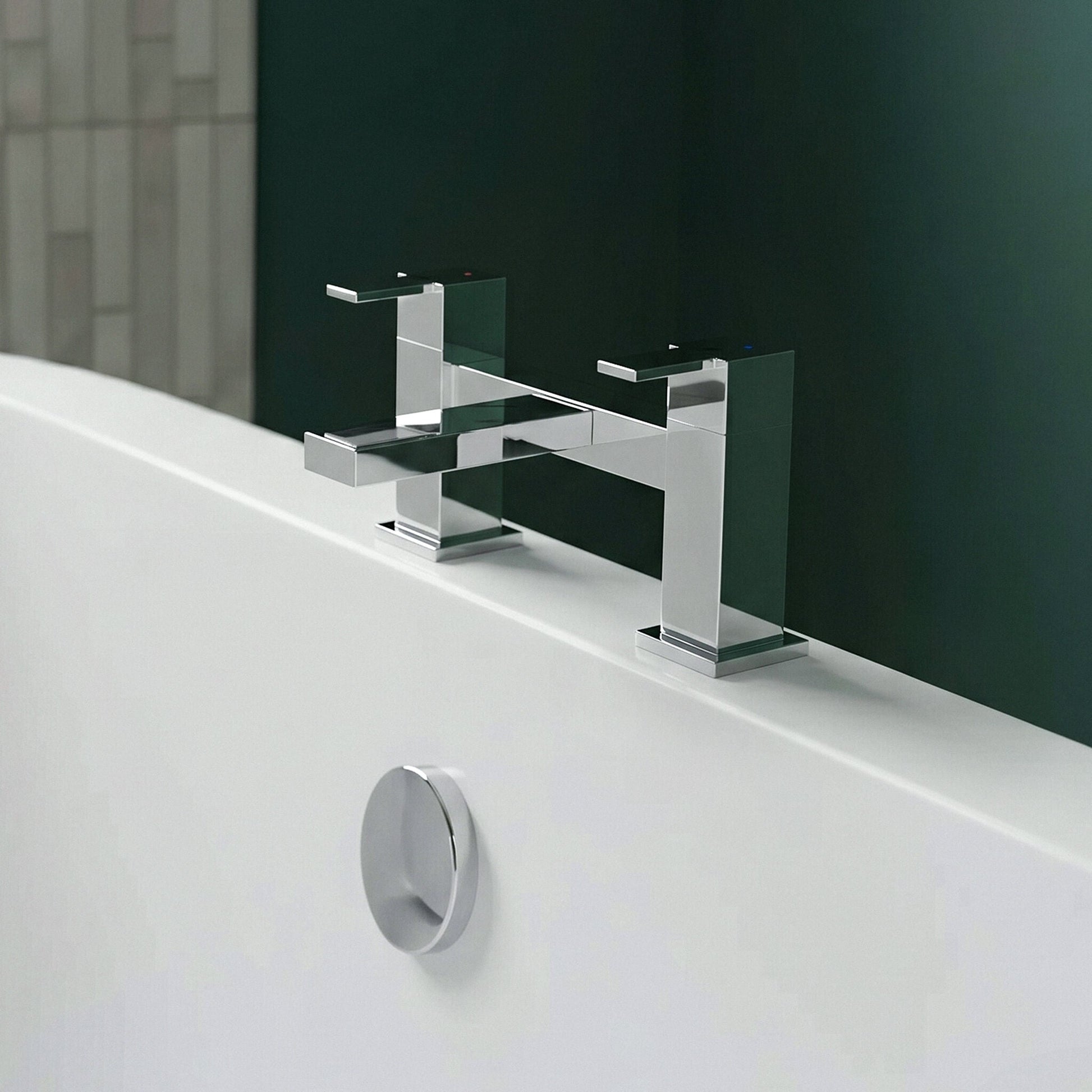 [BTRP303] Square Deck Mounted Bath Filler Tap - Chrome - Silo