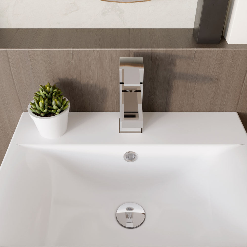 [BTRP305] Square Mono Basin Mixer Tap & Push Button Waste - Chrome - Lifestyle 2