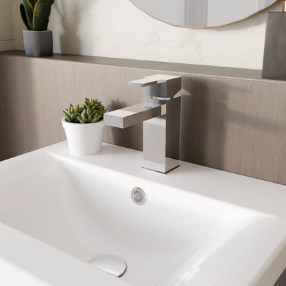 [BTRP305] Square Mono Basin Mixer Tap & Push Button Waste - Chrome - Lifestyle 3