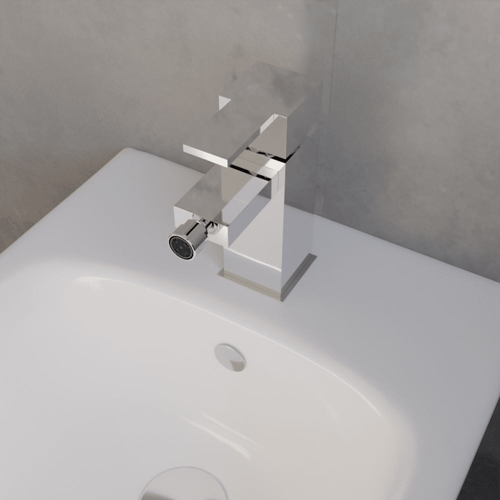 [BTRP306] Square Mono Bidet Mixer Tap and Pop Up Waste - Chrome - Lifestyle 2