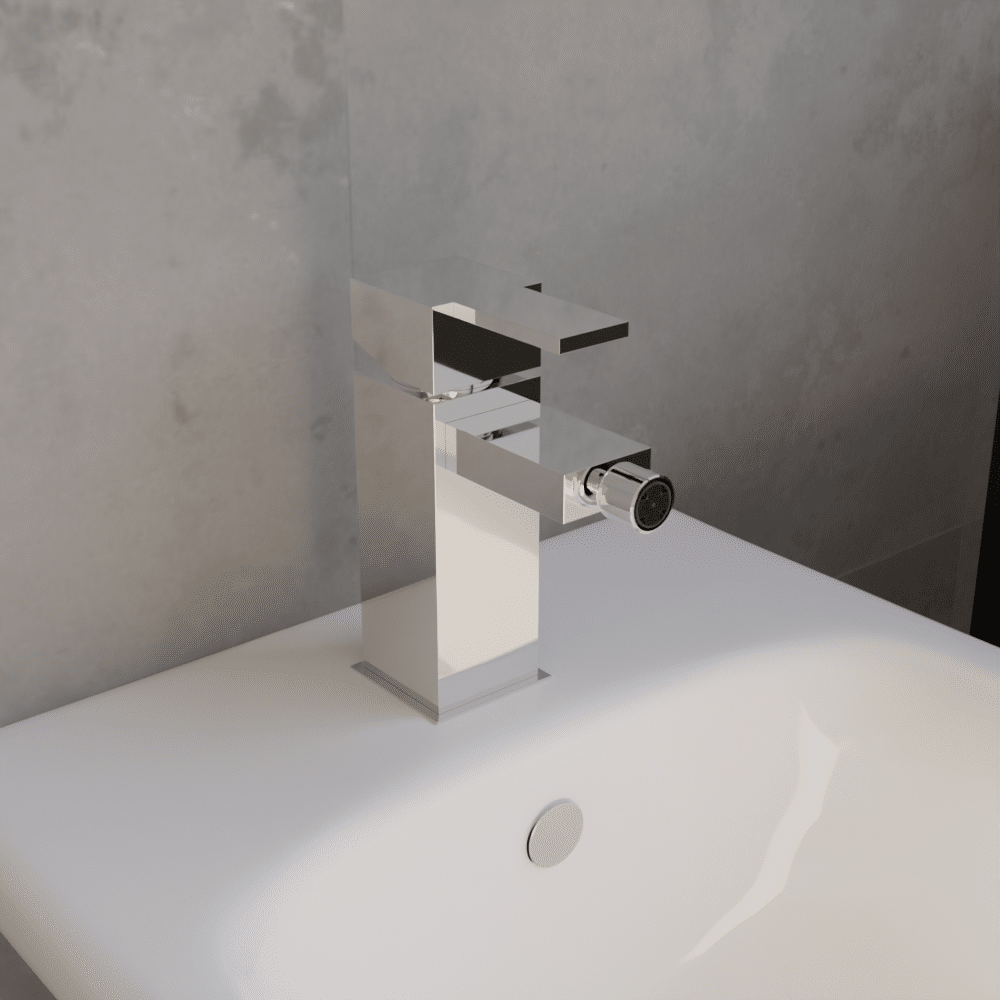 [BTRP306] Square Mono Bidet Mixer Tap and Pop Up Waste - Chrome - Lifestyle 3