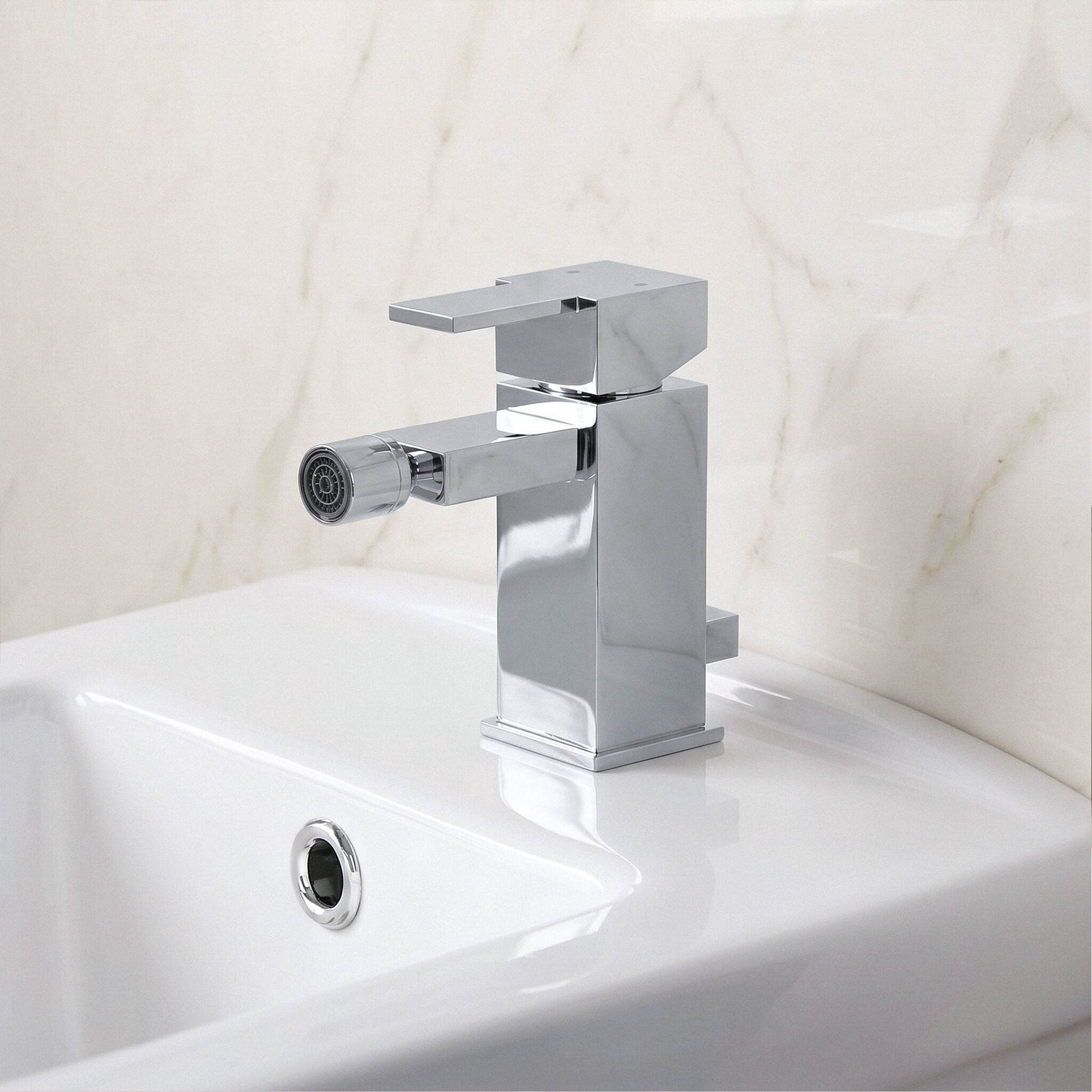 [BTRP306] Square Mono Bidet Mixer Tap and Pop Up Waste - Chrome - Silo