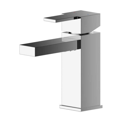 [BTRP315] Square Mini Mono Basin Mixer Tap & Push Button Waste - Chrome - Cutout