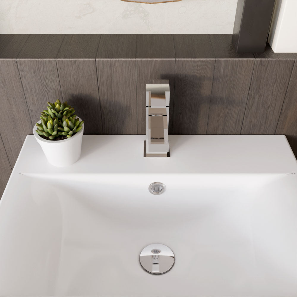 [BTRP315] Square Mini Mono Basin Mixer Tap & Push Button Waste - Chrome - Lifestyle 2