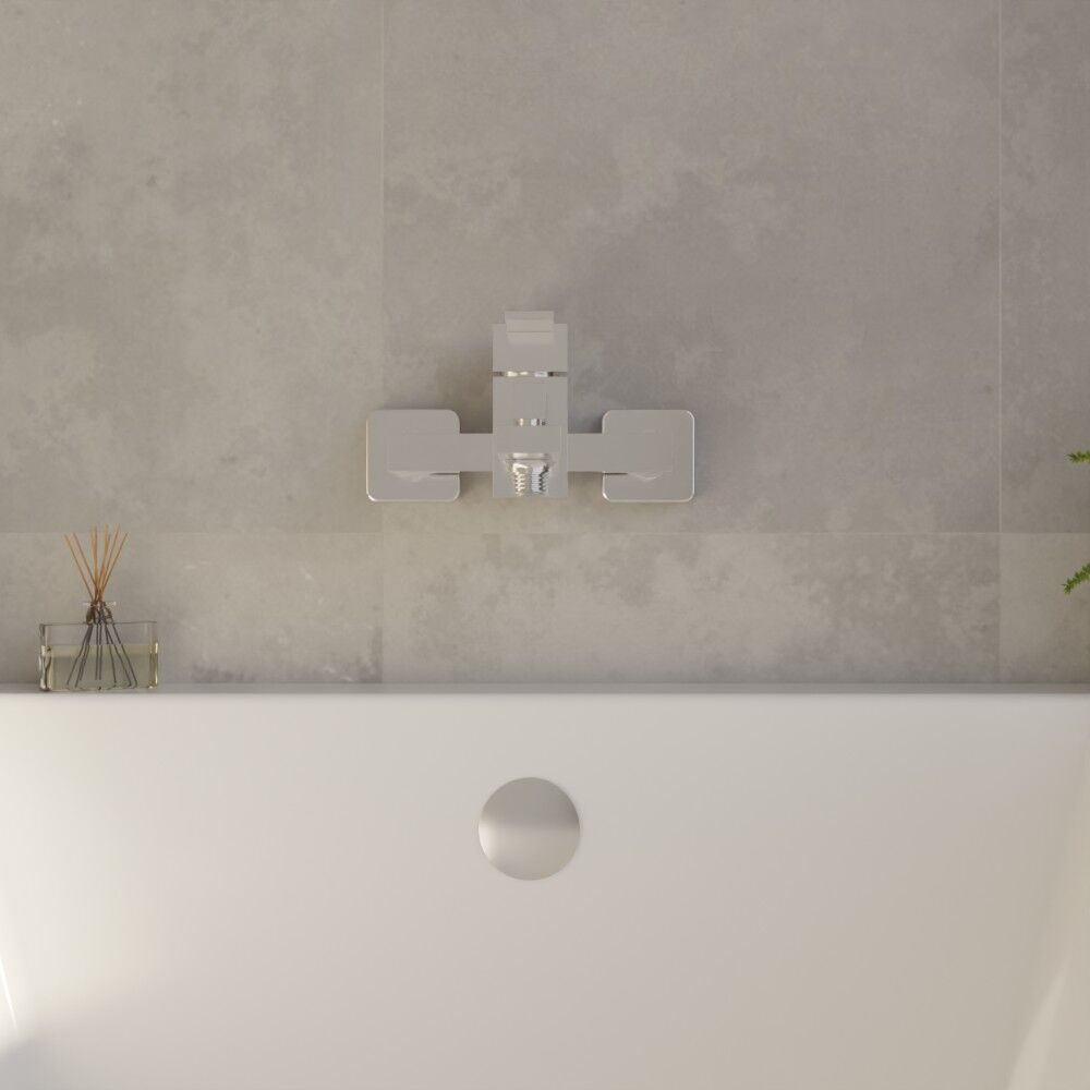 [BTRP316] Wall Mount Square Bath Shower Mixer Tap with Shower Kit - Chrome - Lifestyle 1