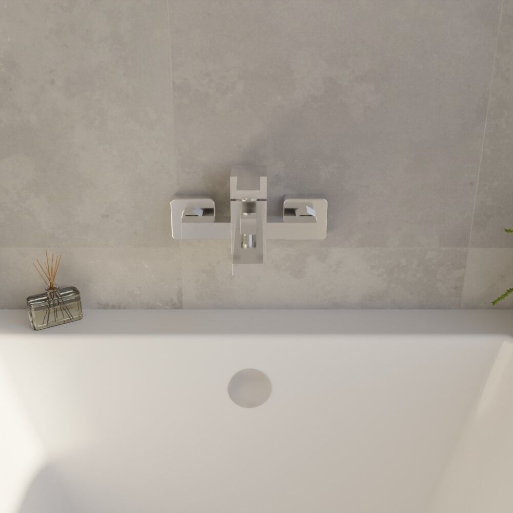 [BTRP316] Wall Mount Square Bath Shower Mixer Tap with Shower Kit - Chrome - Lifestyle 2