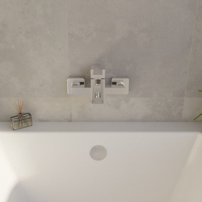 [BTRP316] Wall Mount Square Bath Shower Mixer Tap with Shower Kit - Chrome - Lifestyle 2