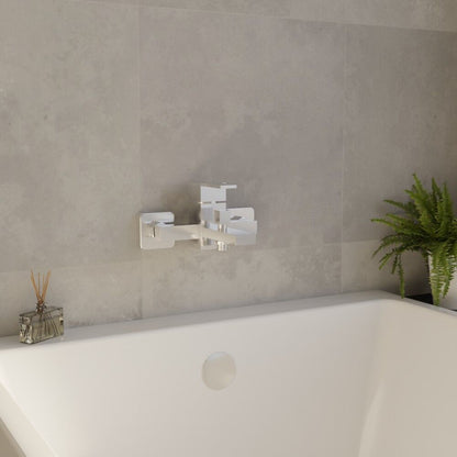 [BTRP316] Wall Mount Square Bath Shower Mixer Tap with Shower Kit - Chrome - Lifestyle 3