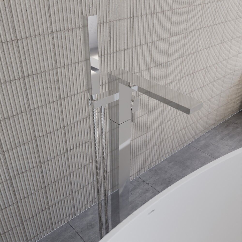 [BTRP321] Freestanding Square Bath Shower Mixer Tap - Chrome - Lifestyle 3