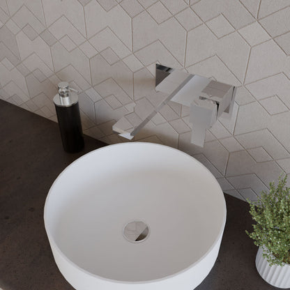 [BTRP328] Square Wall Mount 2 Tap Hole Basin Mixer Tap & Back Plate - Chrome - Lifestyle 2