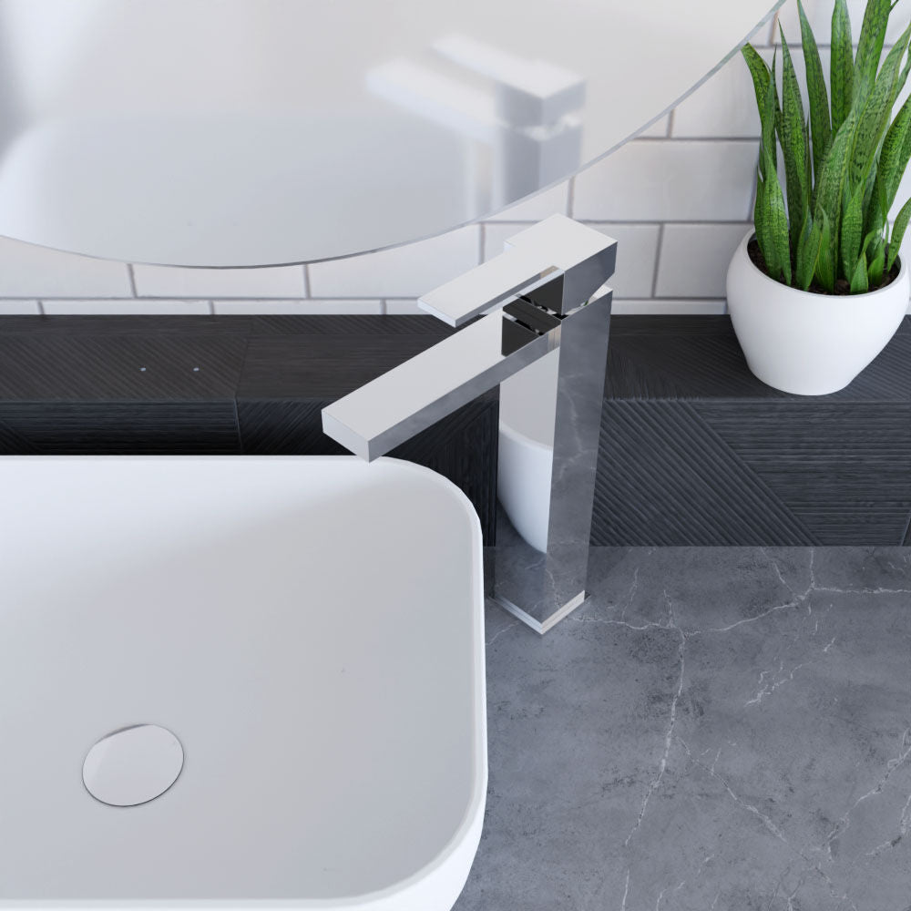 [BTRP370] Square High-Rise Mono Basin Mixer Tap - Chrome - Lifestyle 2