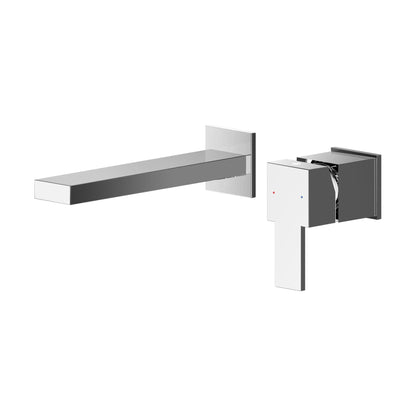 [BTRP381] Contemporary Square Wall Mount 2 Tap Hole Basin Mixer Tap - Chrome - Cutout