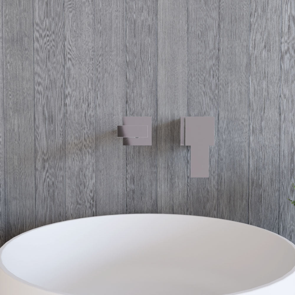 [BTRP381] Contemporary Square Wall Mount 2 Tap Hole Basin Mixer Tap - Chrome - Lifestyle 1
