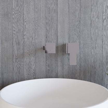 [BTRP381] Contemporary Square Wall Mount 2 Tap Hole Basin Mixer Tap - Chrome - Lifestyle 1