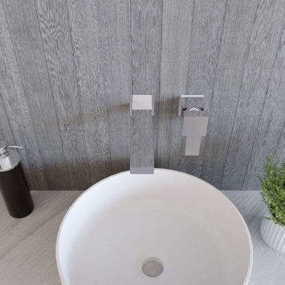 [BTRP381] Contemporary Square Wall Mount 2 Tap Hole Basin Mixer Tap - Chrome - Lifestyle 2
