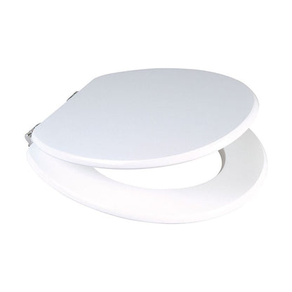 [BTSCAV04] Standard Round Toilet Seat Chrome Brass Hinge – White - Cutout