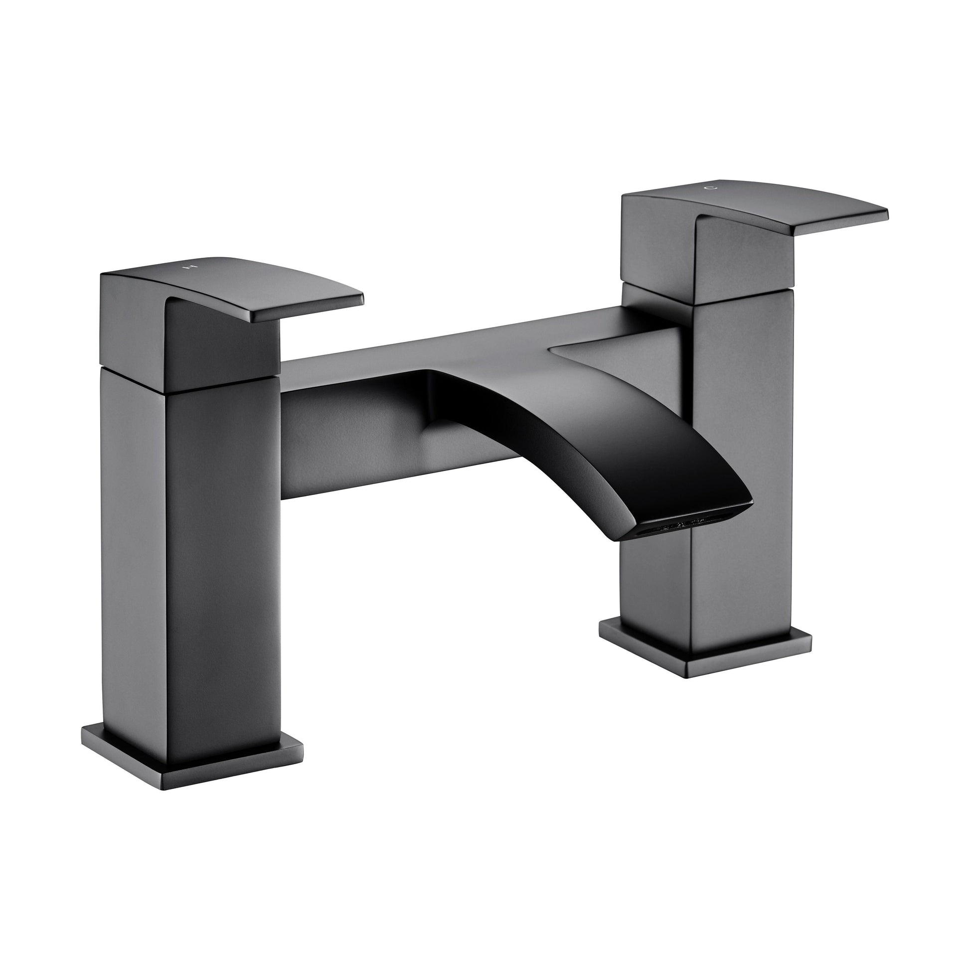 [BTSI403] Balterley Contemporary Square Dual Lever Deck Mounted Bath Filler Tap with Ceramic Disc Technology, 230 x 127 x 138mm, Matt Black - Cutout
