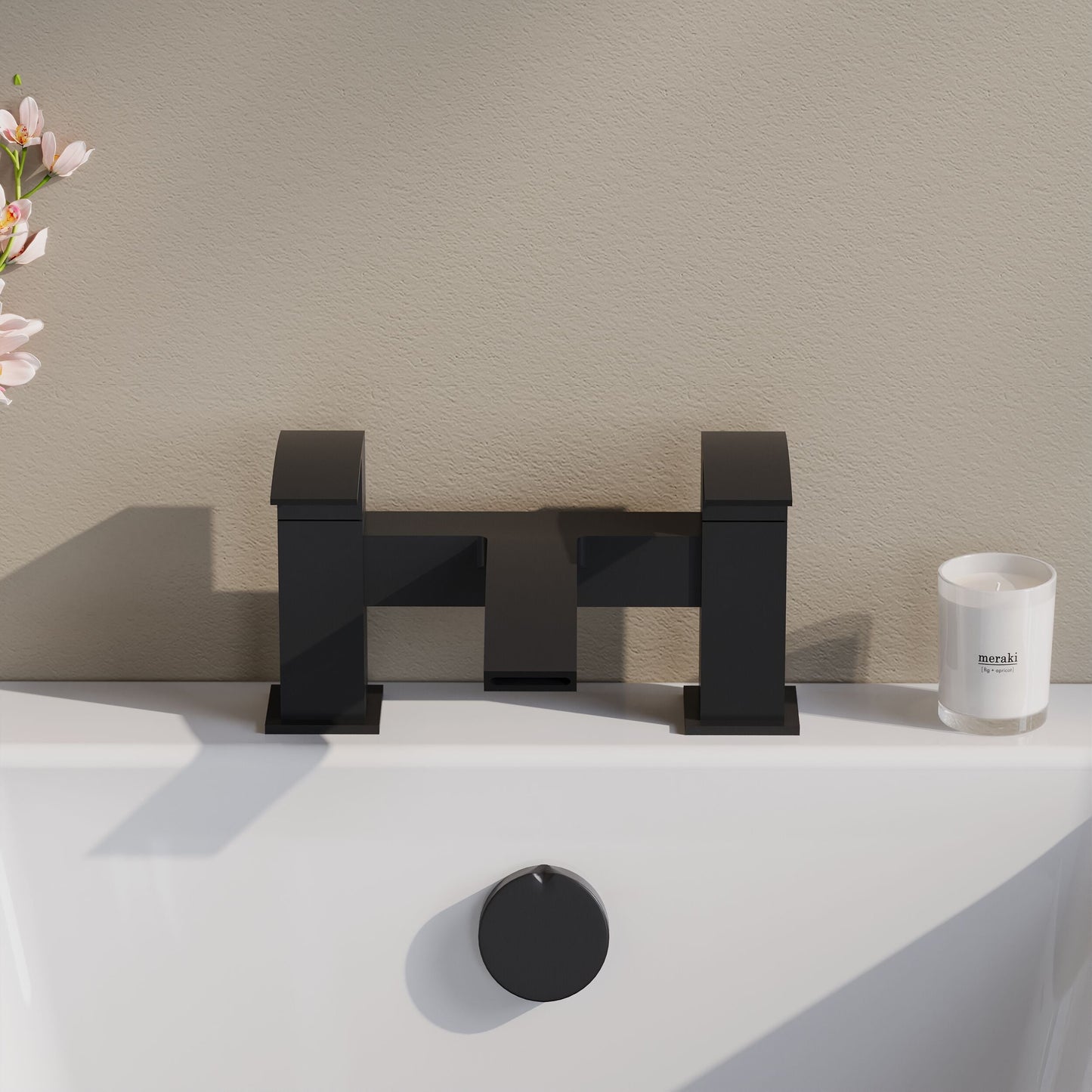 [BTSI403] Balterley Contemporary Square Dual Lever Deck Mounted Bath Filler Tap with Ceramic Disc Technology, 230 x 127 x 138mm, Matt Black - Lifestyle 1