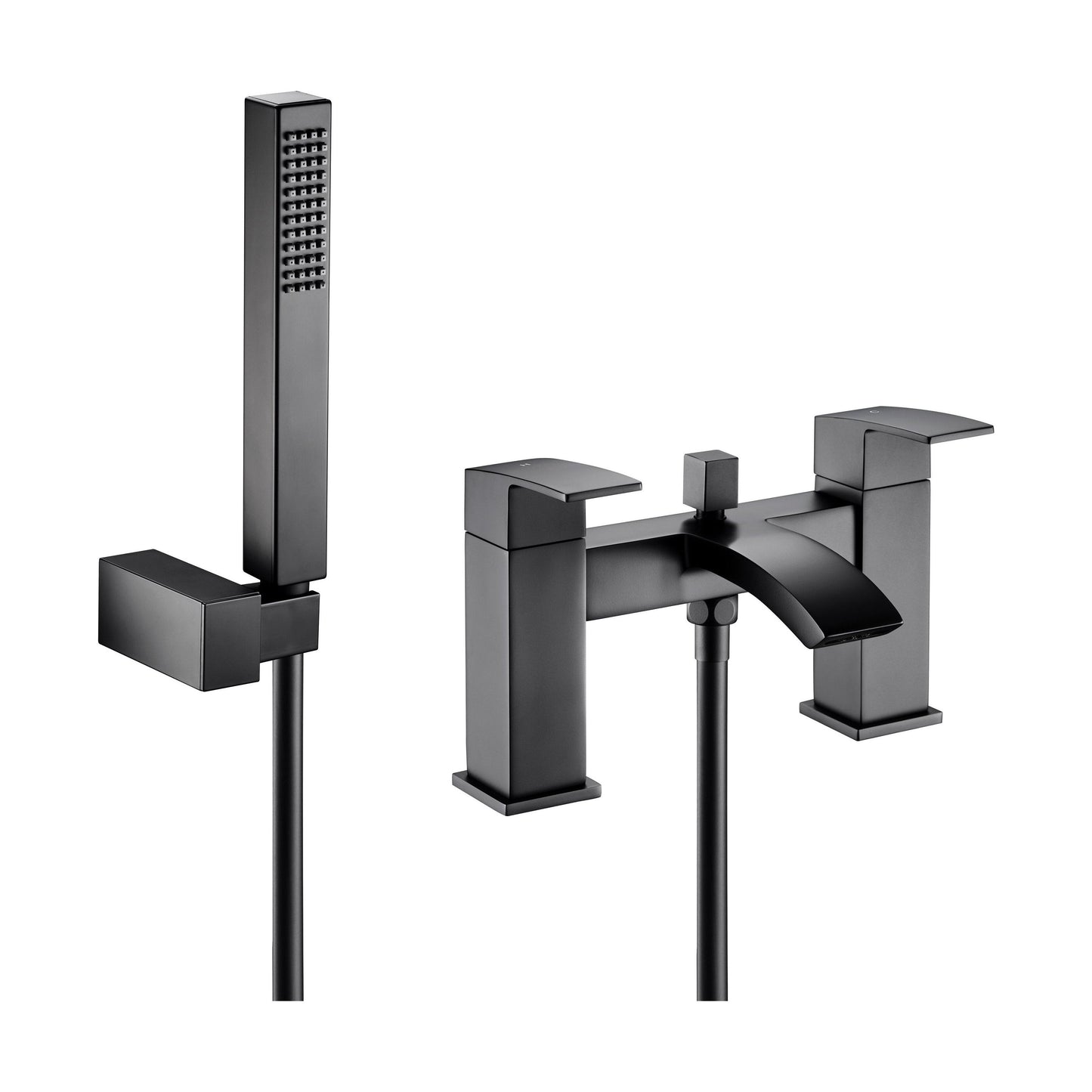 [BTSI404] Balterley Contemporary Dual Lever Deck Mounted Bath Shower Mixer Tap with Ceramic Disc Technology, 229 x 127 x 138mm, Matt Black - Cutout