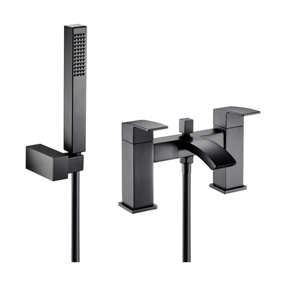 [BTSI404] Balterley Contemporary Dual Lever Deck Mounted Bath Shower Mixer Tap with Ceramic Disc Technology, 229 x 127 x 138mm, Matt Black - Cutout