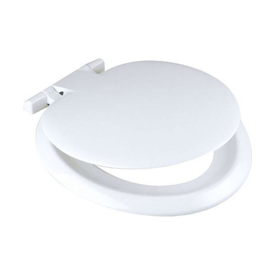 [BTSNSS04] Standard Round Toilet Seat & Cover Stainless 130-160mm Hinge – White - Cutout
