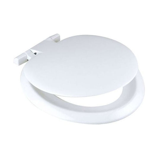 [BTSNSS04] Standard Round Toilet Seat & Cover Stainless 130-160mm Hinge – White - Cutout
