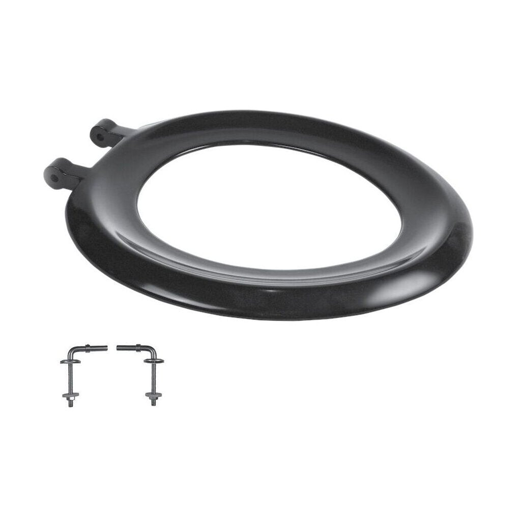 [BTSSON08] Standard Round Toilet Seat Stainless 130-160mm Hinge – Black - Cutout