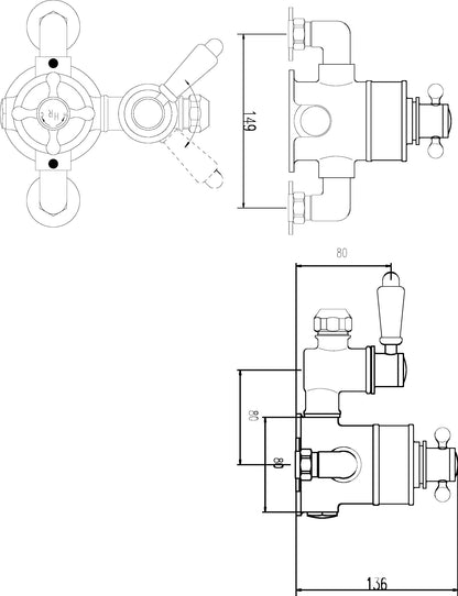 Black Topaz Twin Exposed Shower Valve