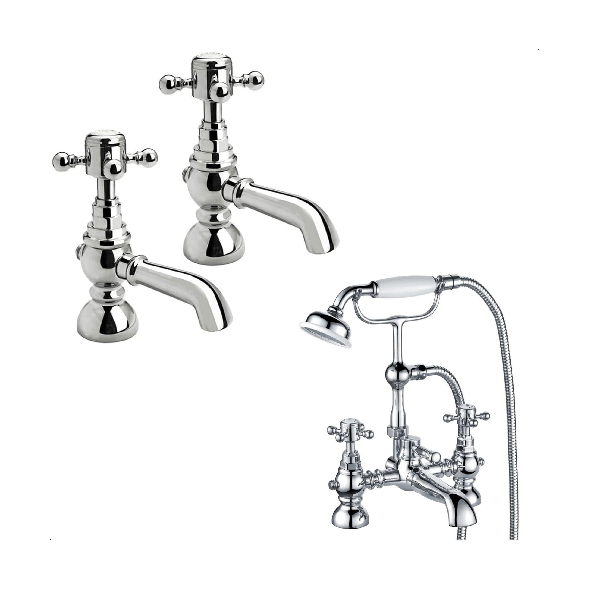 [BTT10104] Traditional Crosshead Bathroom Sink and Bath Taps - Choice of Style - Cutout
