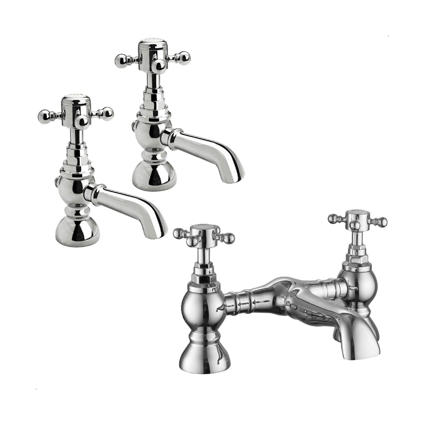 [BTT10105] Traditional Crosshead Bathroom Sink and Bath Taps - Choice of Style - Cutout