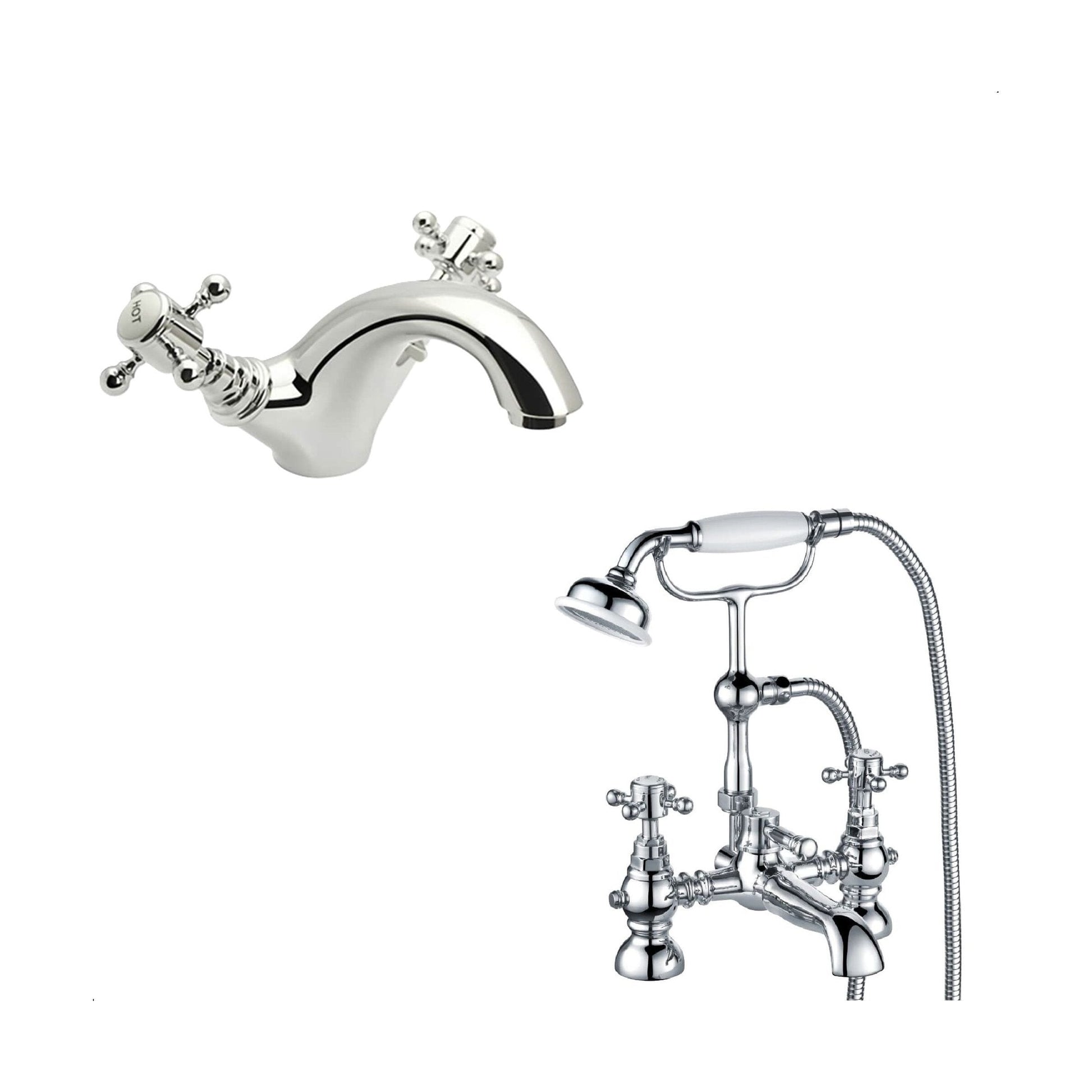 [BTT10204] Traditional Crosshead Bathroom Sink and Bath Taps - Choice of Style - Cutout