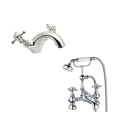 [BTT10204] Traditional Crosshead Bathroom Sink and Bath Taps - Choice of Style - Cutout