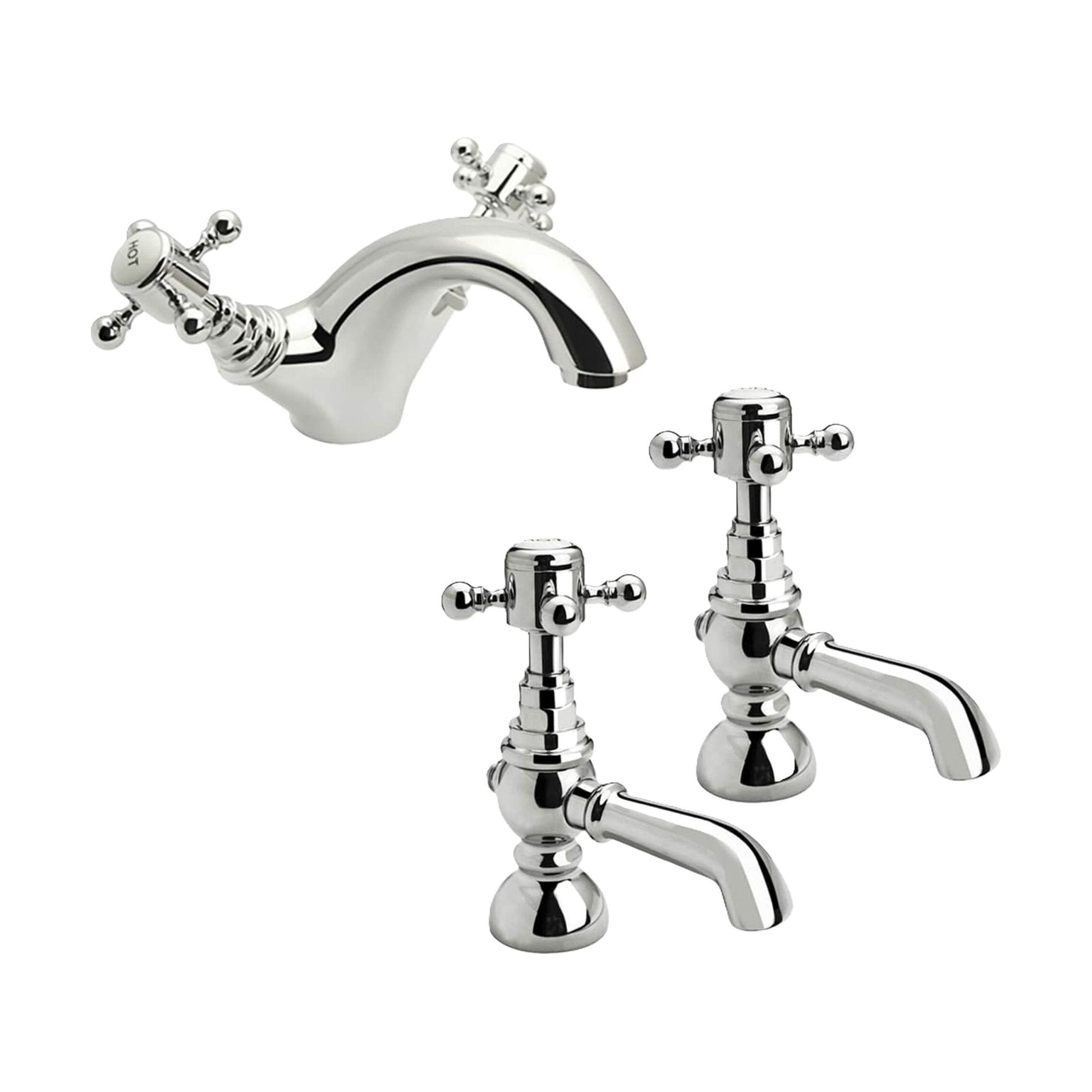 [BTT10206] Traditional Crosshead Bathroom Sink and Bath Taps - Choice of Style - Cutout