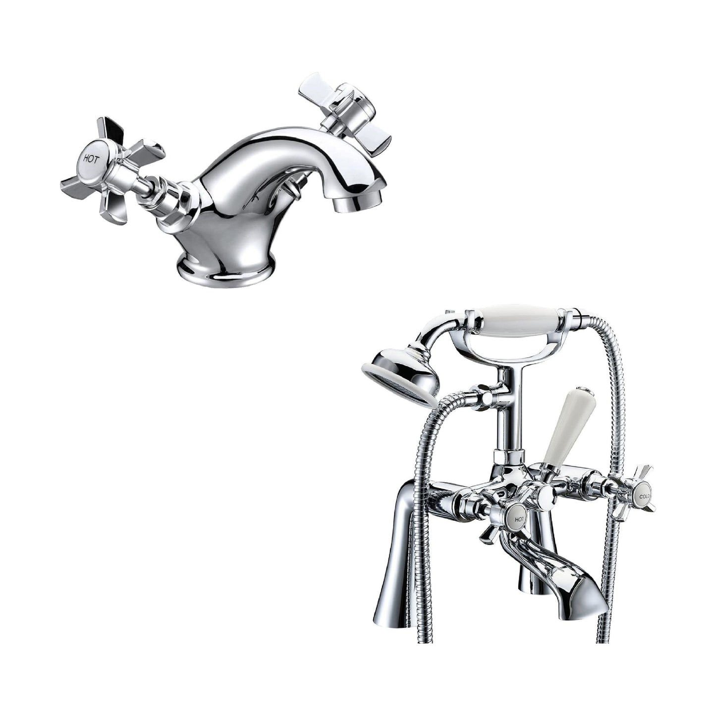 [BTT20204] Traditional Crosshead Basin and Bath Taps - Choice of Style - Cutout
