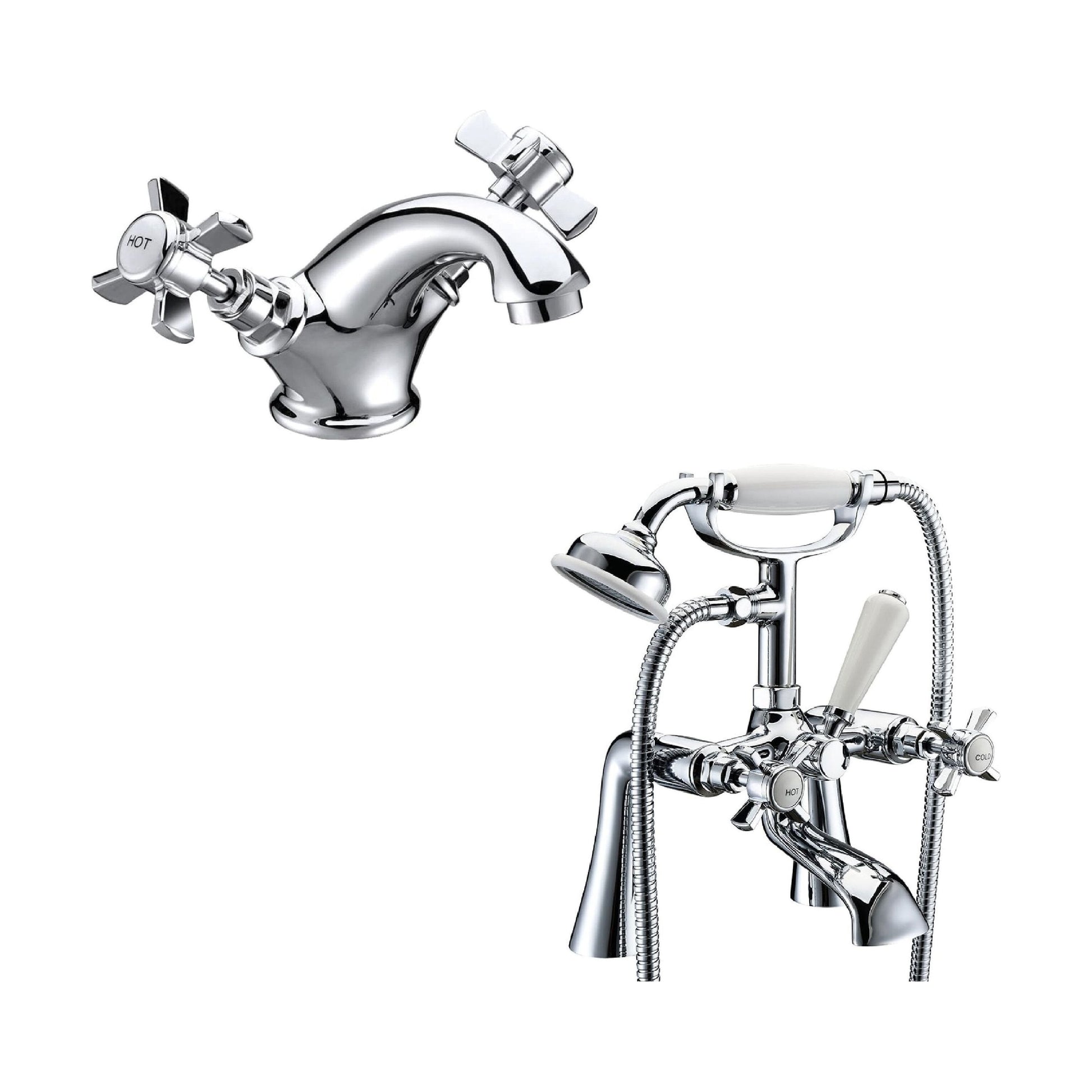 [BTT20204] Traditional Crosshead Basin and Bath Taps - Choice of Style - Cutout