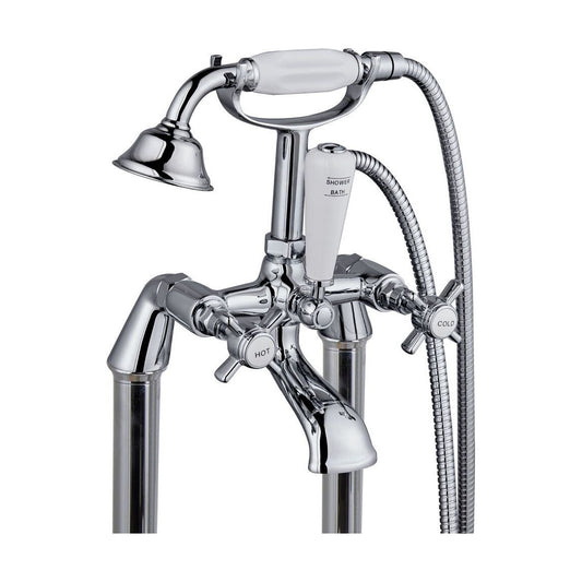 [BTT207] Traditional Bathroom Bath Shower Mixer – Crosshead, 860 x 150mm, Chrome - Cutout