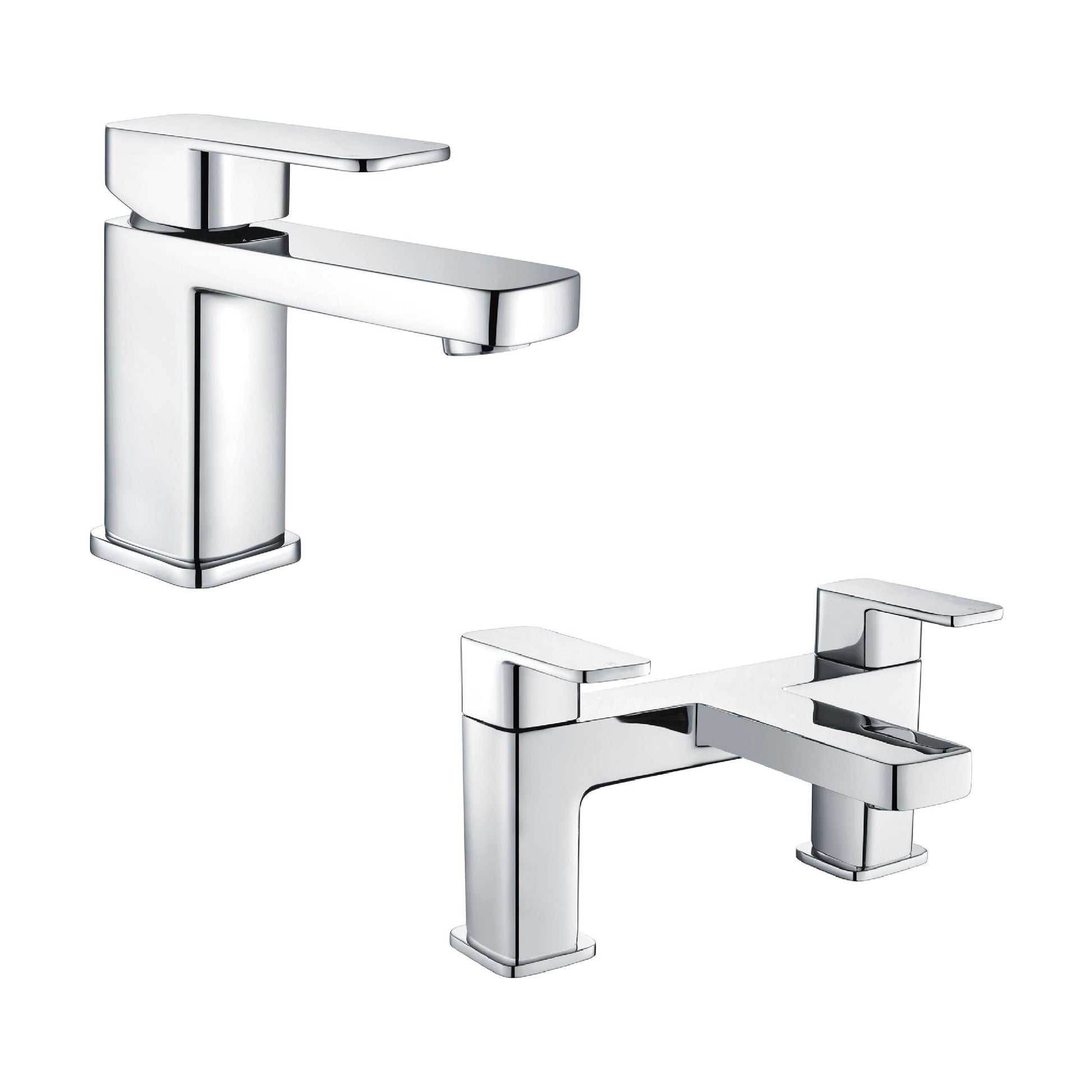 [BTT913637] Square Lever Handle Mono Basin Mixer Tap and Bath Filler Tap - Chrome - Cutout
