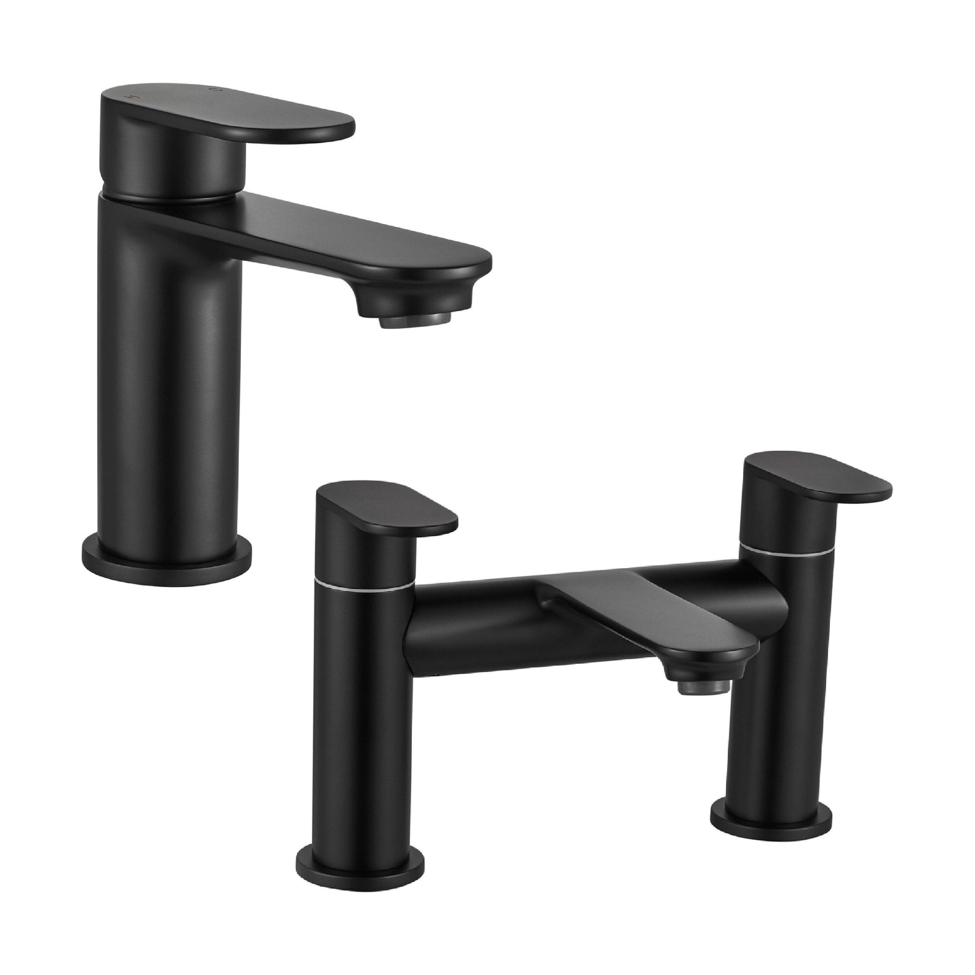 [BTT914041BL] Round Mono Basin Mixer Tap and Choice of Bath Filler or Bath Shower Mixer Tap - Choice of Finish - Cutout