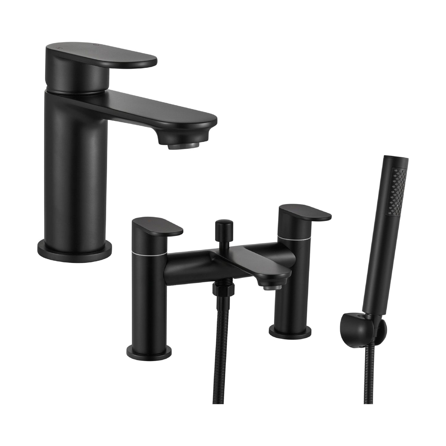 [BTT914042BL] Round Mono Basin Mixer Tap and Choice of Bath Filler or Bath Shower Mixer Tap - Choice of Finish - Cutout