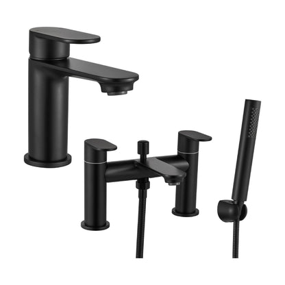 [BTT914042BL] Round Mono Basin Mixer Tap and Choice of Bath Filler or Bath Shower Mixer Tap - Choice of Finish - Cutout