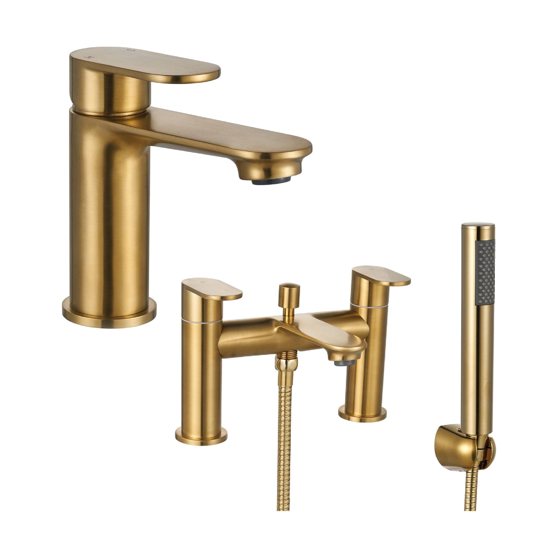 [BTT914042BRS] Round Mono Basin Mixer Tap and Choice of Bath Filler or Bath Shower Mixer Tap - Choice of Finish - Cutout