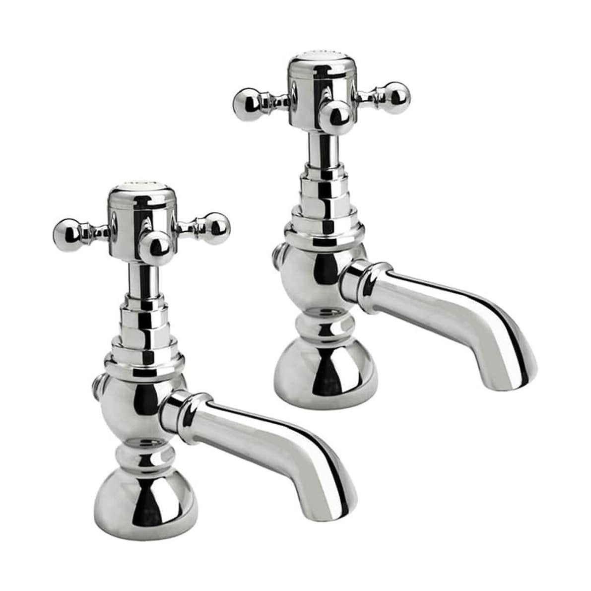 [BTTT101] Traditional Bathroom Basin Pillar Taps - Crosshead Handles - Chrome - Cutout