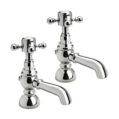 [BTTT101] Traditional Bathroom Basin Pillar Taps - Crosshead Handles - Chrome - Cutout
