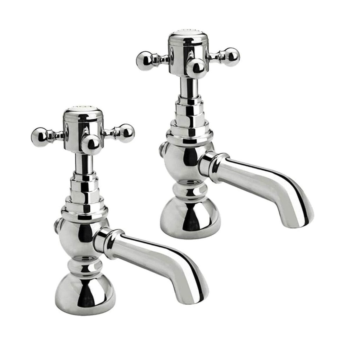 [BTTT106] Traditional Bathroom Bath Pillar Taps - Crosshead Handles - Chrome - Cutout
