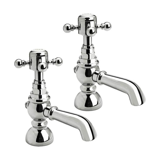 [BTTT106] Traditional Bathroom Bath Pillar Taps - Crosshead Handles - Chrome - Cutout