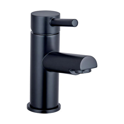 [BTTT1102] Modern Bathroom Round Minimalist Mono Basin Mixer Tap - Black - Cutout