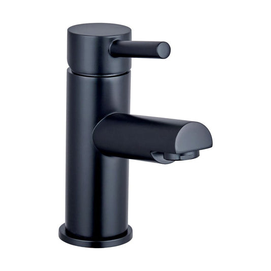 [BTTT1102] Modern Bathroom Round Minimalist Mono Basin Mixer Tap - Black - Cutout