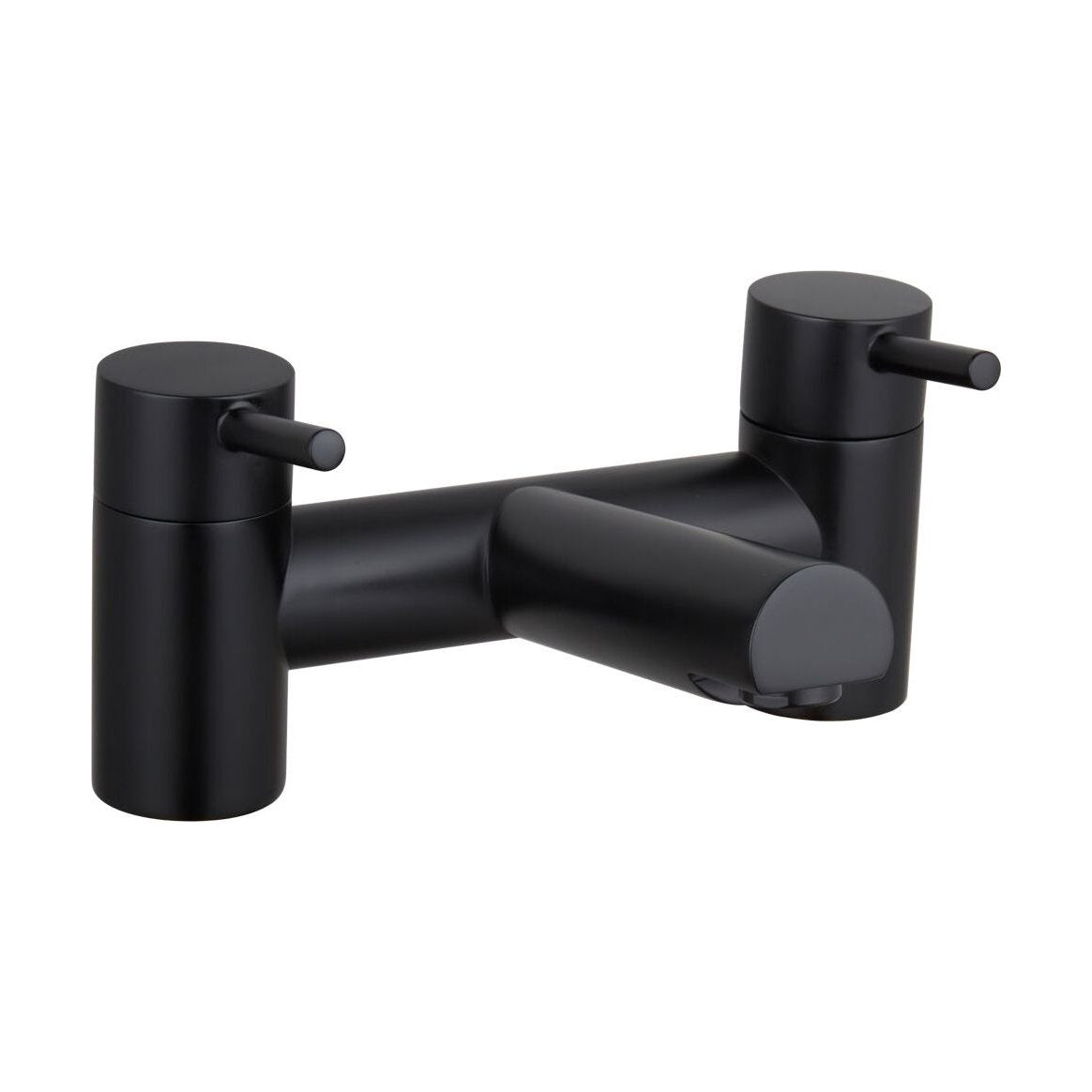 [BTTT1104] Modern Bathroom Round Minimalist Deck Mounted Bath Filler Tap - Black - Cutout