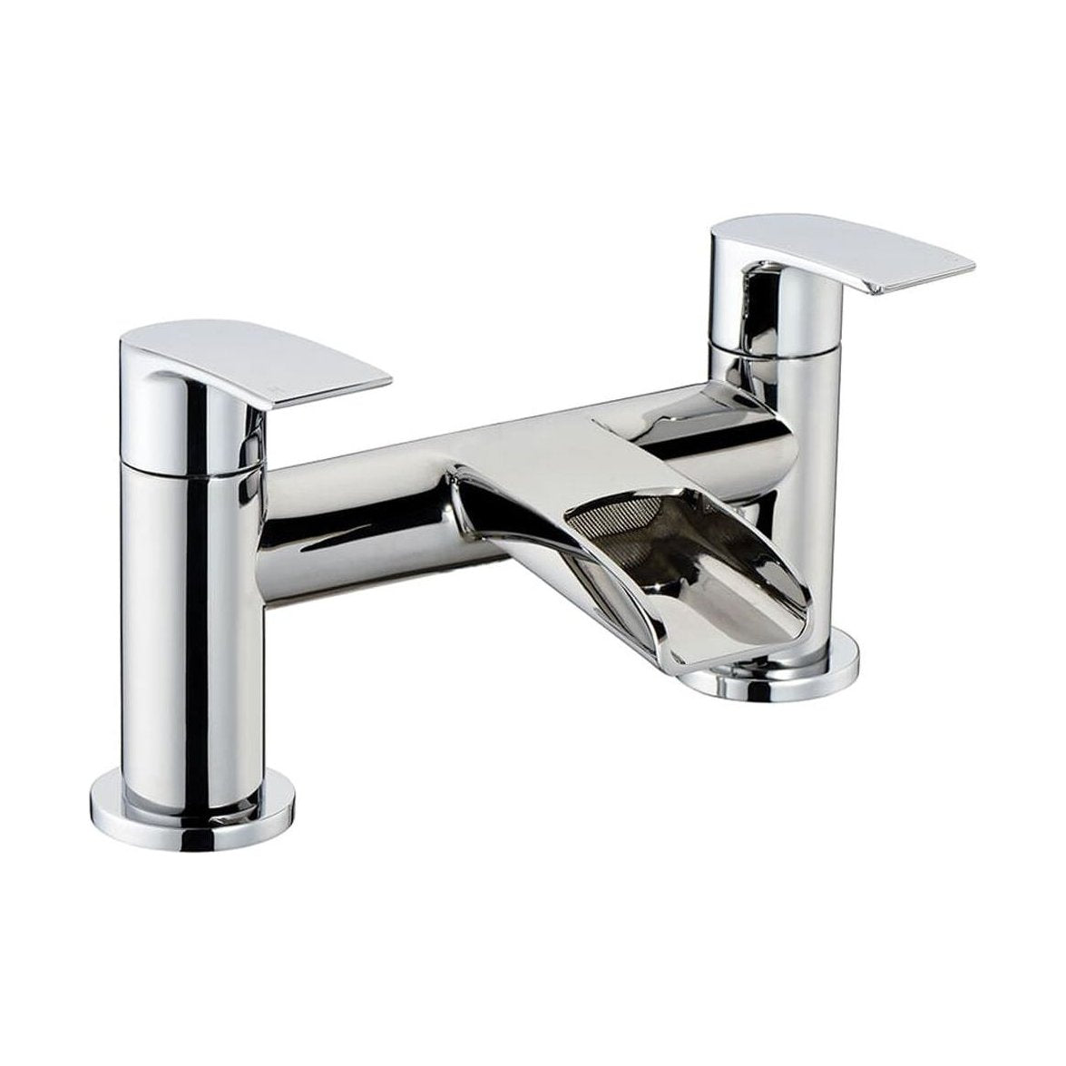 [BTTT305] Modern Bathroom Waterfall Spout Deck Mounted Bath Filler Tap - Chrome - Cutout